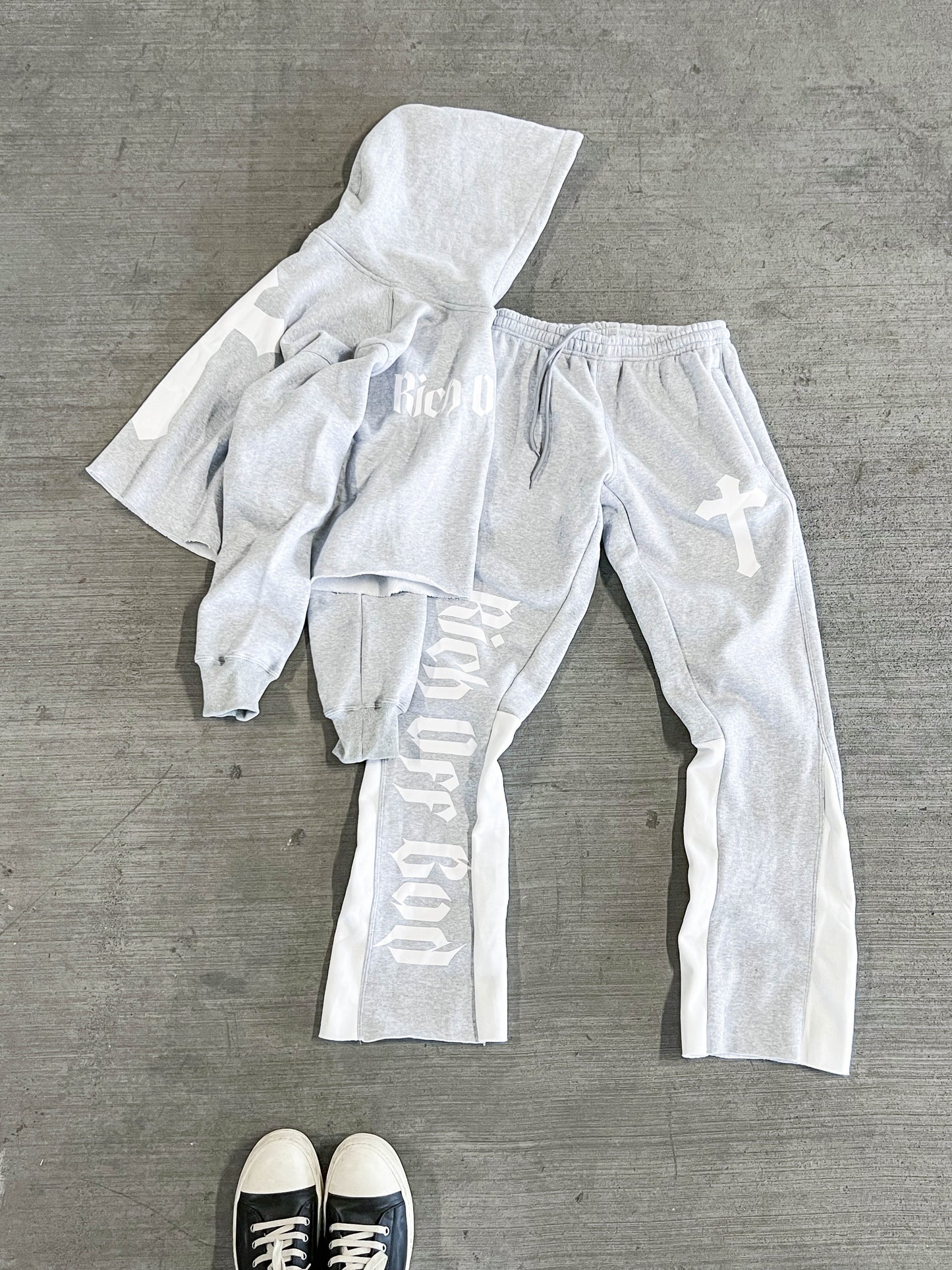 Rich Off God Flare Sweatpants - Smoke