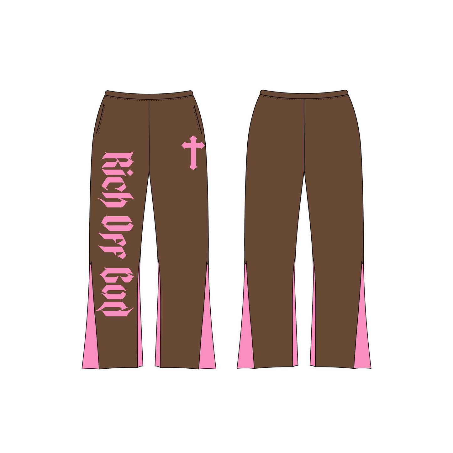 Rich Off God Flare Sweatpants - Chocolate Strawberry